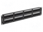 Patch panel | black | Number of ports: 48 | 19" | Cat: 6 | rack 19" | RACK