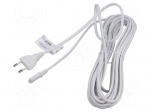 Cable | CEE 7/16 (C) plug,IEC C7 female | 7.5m | white | 2.5A | 230V