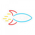 LED Neon light sign - rocket, multicolor