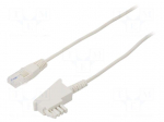 Cable: telephone | RJ45 plug,TAE F plug | 6m | white | Insulation: PVC