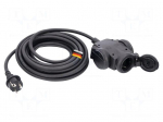 Extension lead | 3G1.5mm2 | 4.5m | rubber | black | Sockets no: 3 | 16A
