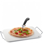 GEFU DARIOSO Zestaw: N&oacute;ż do pizzy + kamień ze stojakiem prostokątnym