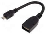 Cable | OTG,USB 2.0 | USB A socket,USB B micro plug | 0.15m | black