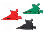 Crocodile clip | 30A | 1.5kVDC | black, red, green | Socket size: 4mm