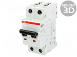 Circuit breaker | 400VAC | Inom: 2A | Poles: 2 | for DIN rail mounting