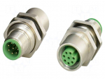 Connector: M12 | socket | PIN: 8 | 30V | straight | IP67 | gold-plated