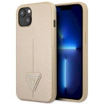 Guess GUHCP14MPSATLE Hardcase Saffiano Triangle Logo for iPhone 14 Plus / 15 Plus 6.7" / beige