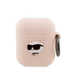 Karl Lagerfeld KLA2RUNCHP AirPods 1/2 cover Silicone Choupette Head 3D / pink