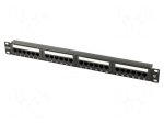 Patch panel | RACK | black | RJ45 socket x24 | rack 19" | 19" | Cat 5e