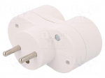 Connector: AC supply | splitter | 2P+PE | 250VAC | 16A | white