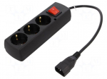 Cable | IEC C14 male,CEE 7/3 (F) socket | 0.3m | with switch | black