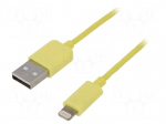 Cable | USB 2.0 | USB A plug,Apple Lightning plug | 1m | yellow
