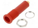 Socket | 4mm banana | 16A | 6000V | red | gold-plated | on panel