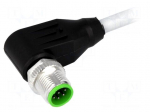 Cable: for sensors/automation | M12 | PIN: 8 | angled | 3m | plug | 30VDC