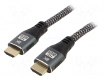 Cable | HDMI plug,both sides | textile | 2m | black | Core: Cu