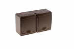BETA surface socket 2-gang with grounding and cover brown IP44