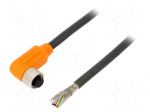 Cable: for sensors/automation | M12 | PIN: 8 | angled | 10m | plug | 30VDC