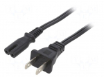 Cable | 2x18AWG | IEC C7 female,NEMA 1-15 (A) plug | PVC | 3m | black