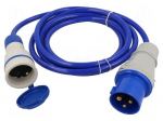 Extension lead | 3x2.5mm2 | 3m | PUR | blue | Sockets no: 1 | 16A | EXTREM