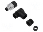 Connector: M8 | plug | male | 768 | 4A | 30V | PIN: 4 | IP67 | angled 90&deg; | PA
