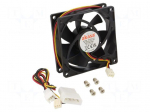 Fan: DC | axial | 12VDC | 80x80x25mm | 18.54dBA | EBR | 1800rpm | 1.68mmH2O