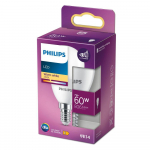 PHILIPS LED 60W P48 E14 Silti balta 2700K matēta spuldze 8719514309647 929002978955