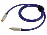 Cable | RCA plug,both sides | 1m | Plating: gold-plated | blue | 0.5mm2