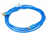 Cable | USB 2.0 | USB A plug,USB C plug | gold-plated | 1.8m | blue | Cu