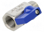 Ball valve | acid resistant steel AISI 316 | PTFE | max.63bar | 43mm