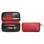 Zwilling Twinox Travel Set &ndash; Red 5-Piece Leather Pouch - Red