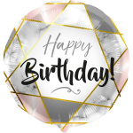 Folat Foil Balloon "Happy Birthday Marble" 45cm