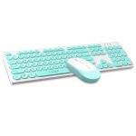 T-Wolf TF770 Retro Punk PC 2.4Ghz Wireless Keyboard (EN) Silent keys + Mouse set Blue & White