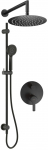 Concealed shower set with rail - with overhead shower