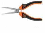 Pliers | straight,half-rounded nose,universal,elongated | 180mm