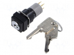 Switch: rotary with key | 16mm | Stabl.pos: 2 | NC + NO | 51 | Pos: 2