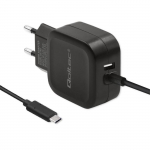 Qoltec Charger 17W | 5V | 3.4A | USB + USB type C