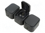 Connector: AC supply | socket | 2P+PE | 250VAC | 16A | grey | wall mount
