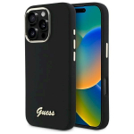 Guess GUHCP16XSMBSLK Silicone Script Metal Logo & Frame Hardcase for iPhone 16 Pro Max 6.9" / black