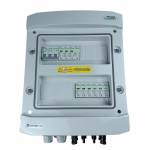 Switchgear attached DCAC hermetic IP65 EMITTER with Noark 1000V type 2 DC surge arrester, 2 x PV string, 2 x MPPT // og. AC Noark type 1+2, 10A 3-F