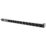 DIGITUS PDU 1HE 12x Schuko 16A v&auml;ljundit 230V/16A Black