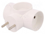 Connector: AC supply | splitter | 2P | 250VAC | 16A | Type: round | white