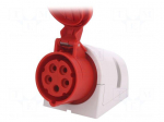 Connector: AC supply 3-phase | socket | female | 16A | 400VAC | IP44