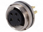 Connector: M16 | socket | female | soldering | PIN: 4 | 7A | 250V | straight