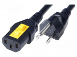 Cable | NEMA 5-15 (B) plug,IEC C13 female | 5m | with locking | PVC