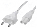 Cable | CEE 7/16 (C) plug,IEC C7 female | 1.8m | white | PVC | 2.5A