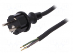 Cable | SCHUKO plug,CEE 7/7 (E/F) plug,wires | 5m | black | rubber