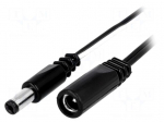 Cable | DC 5,5/2,1 plug,DC 5,5/2,1 socket | straight | 0.5mm2 | 5m