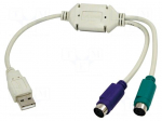 Adapter USB-PS2 | USB 1.1 | PS/2 socket x2,USB A plug | white