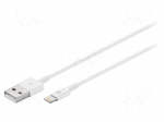 Cable | USB 2.0 | USB A plug,Apple Lightning plug | 1m | white