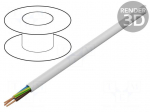 Wire | OWY | round | stranded | Cu | 3G2,5mm2 | PVC | white | 300/500V | 100m